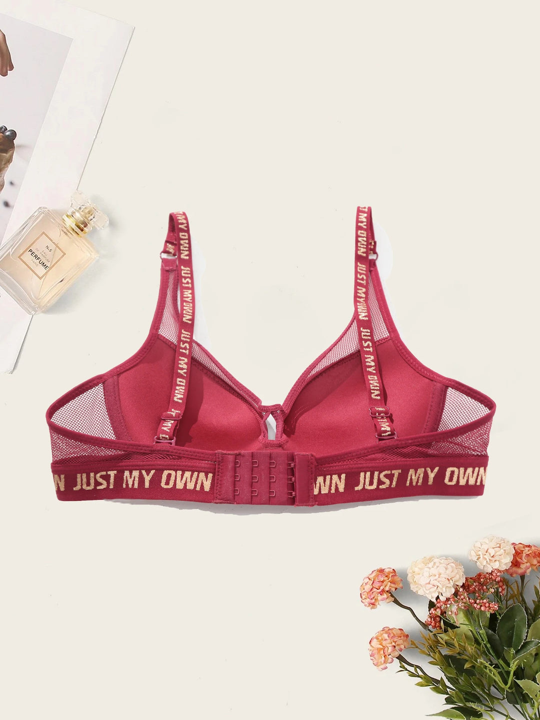 Frivolous Delights Letter Print Breathable Push Up Bra