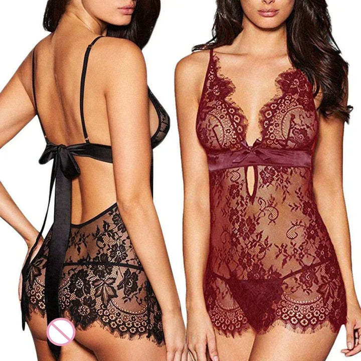 Lace Babydoll Backless Nightdress - Sexy Lingerie