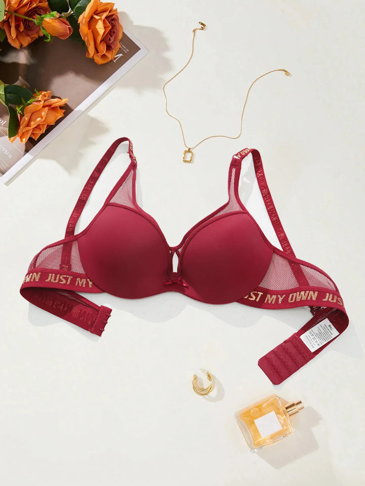 Frivolous Delights Letter Print Breathable Push Up Bra