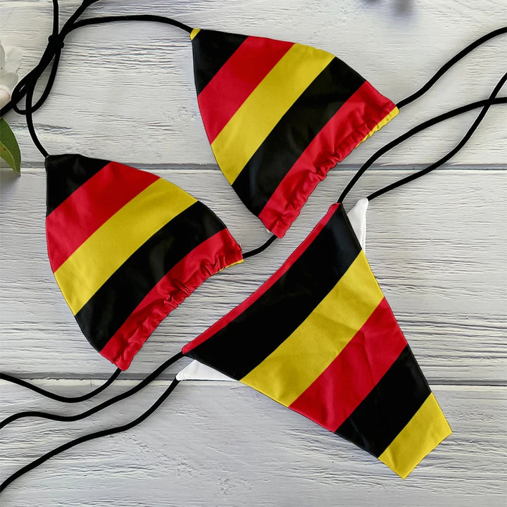 Flag pattern printed beach swimming two-piece bikini set