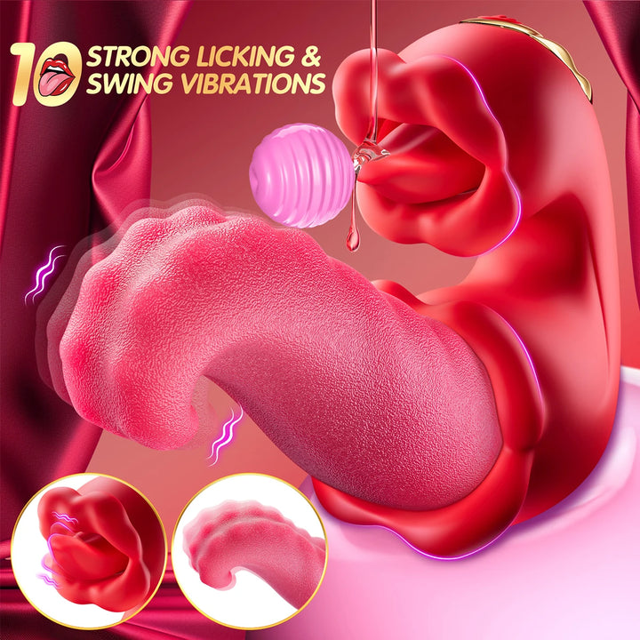 Clitoral Tongue Licking Vibrator Nipples G-Spot Stimulator Adult Toy
