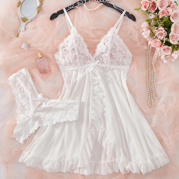 Frivolous Delights Sling See Through Lace Nightdress Set