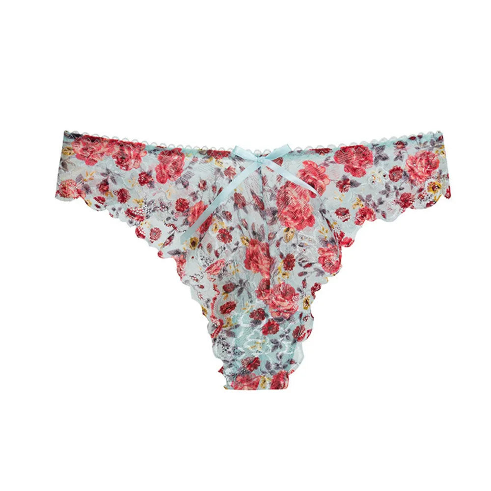 Frivolous Delights Mesh Printed Hollow Out Lace Panties
