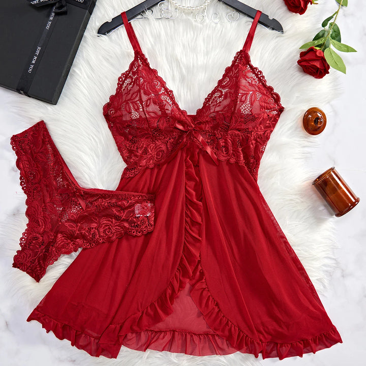 Frivolous Delights Sling See Through Lace Nightdress Set