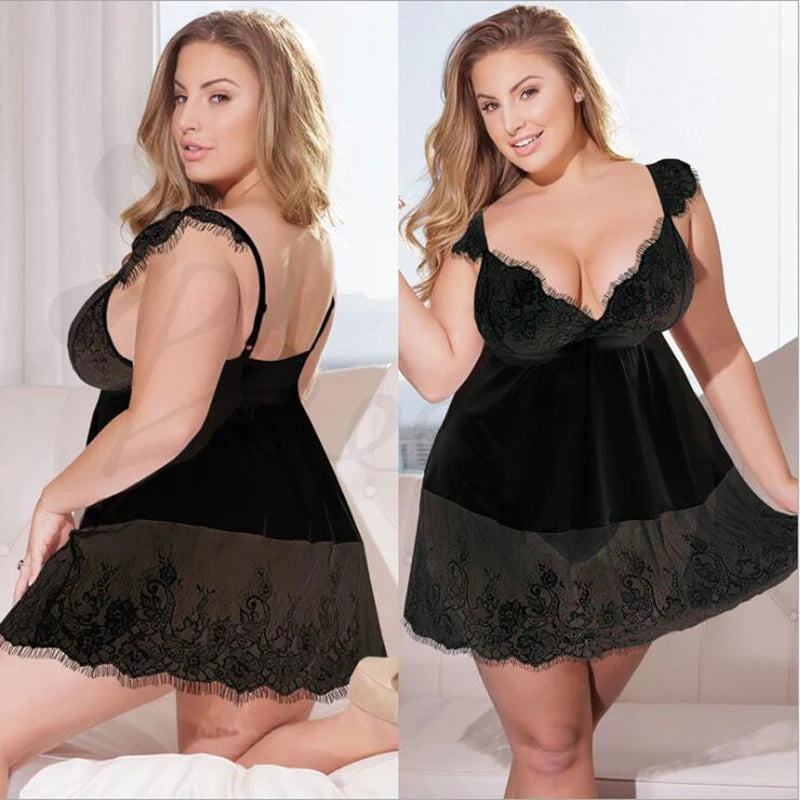 5XL Plus Size Sexy Lingerie Babydoll Nightdress