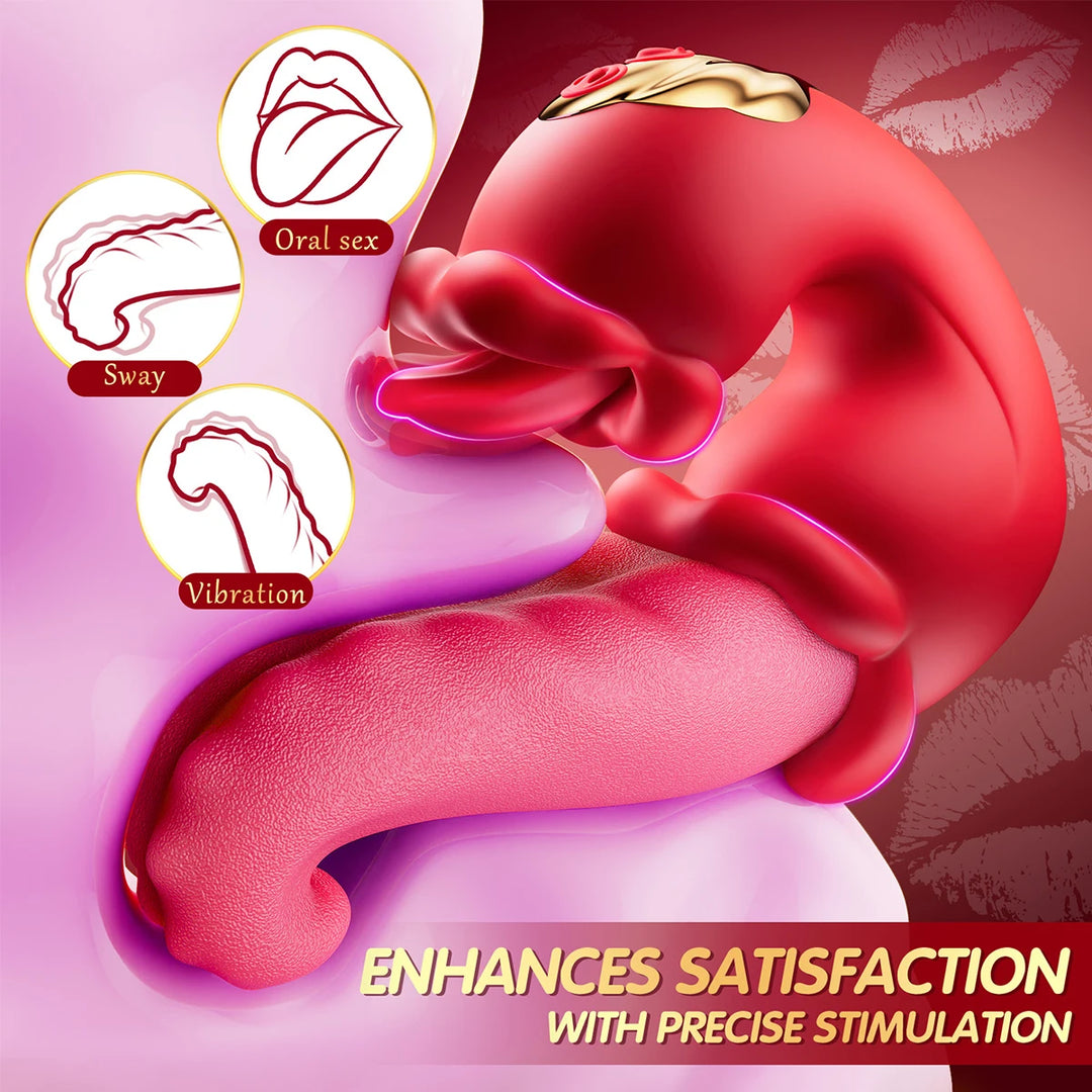 Clitoral Tongue Licking Vibrator Nipples G-Spot Stimulator Adult Toy