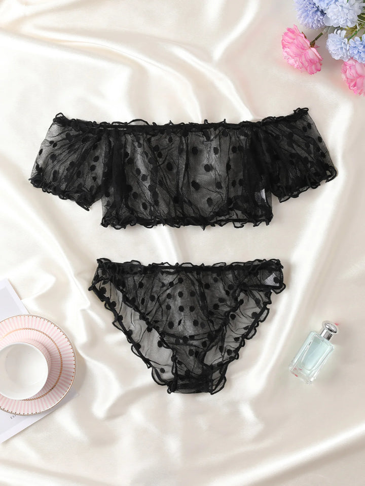 Frivolous Delights Off-Shoulder Lace Underwear Lingerie Set