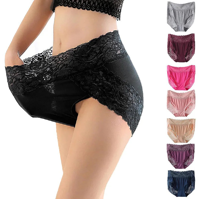 high-rise lace briefs - soft breathable panties