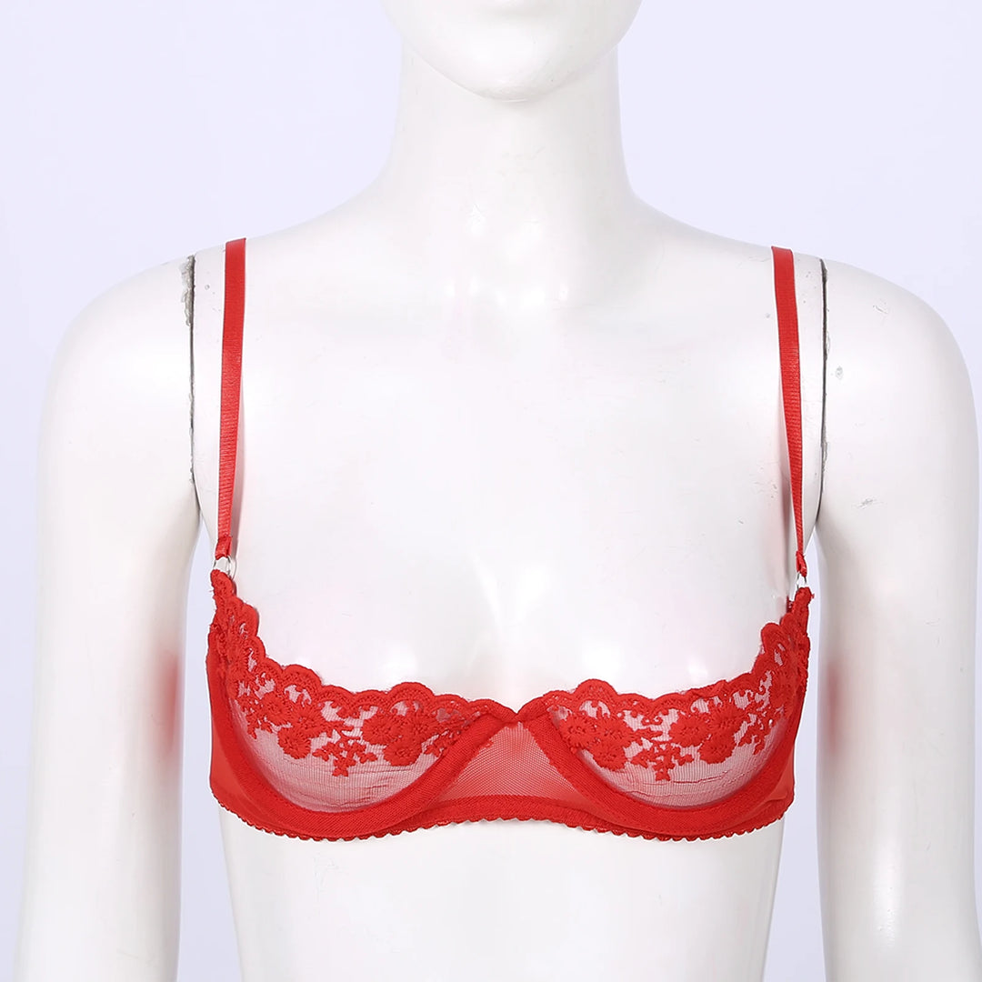 Sheer Floral Lace Underwired Bra - Exposed Nipples Lingerie