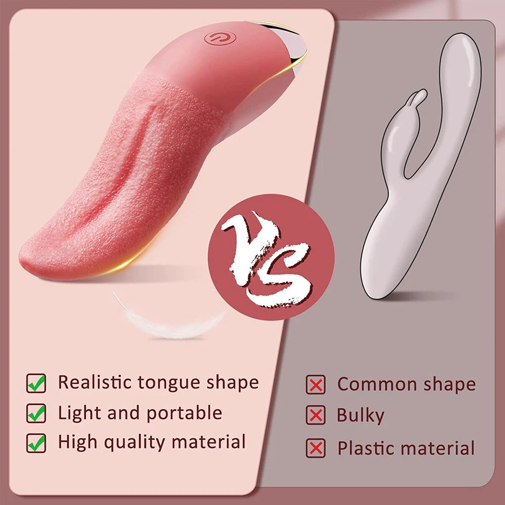 Clitoral Tongue Licking Vibrator Nipples G-Spot Stimulator Adult Toy