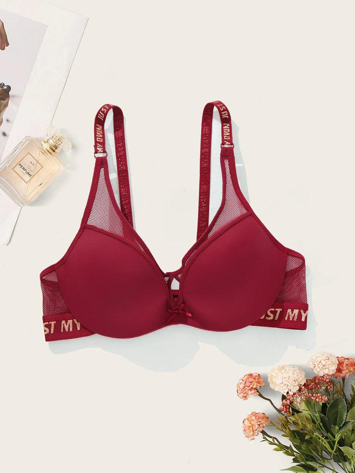 Frivolous Delights Letter Print Breathable Push Up Bra