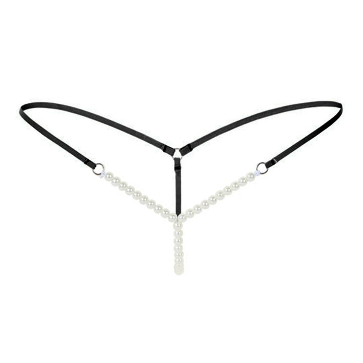 sexy crotchless faux pearl lace bowknot thongs