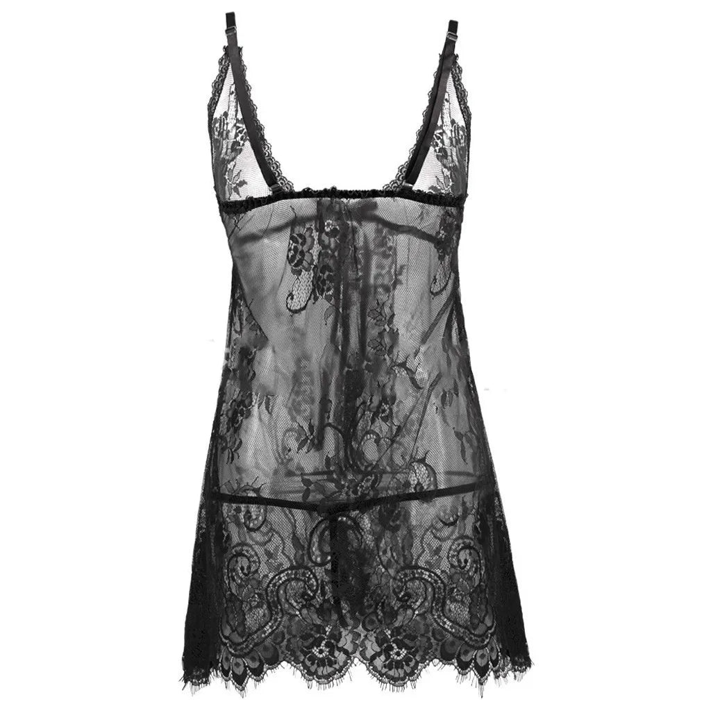 Sexy See-Through Nightgown Lingerie Set, 2 Piece