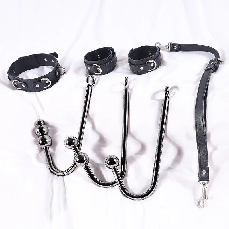 BDSM Collar Bondage Kit with Anal Hook and Plug