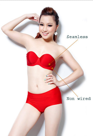 Red Convertible Bra Panty Set With Straps