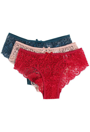 Mid Rise Transparent Lace Panties (3 Pack)