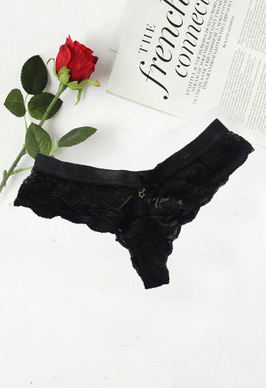 Black Ruched Booty Cheeky Lace Hipster