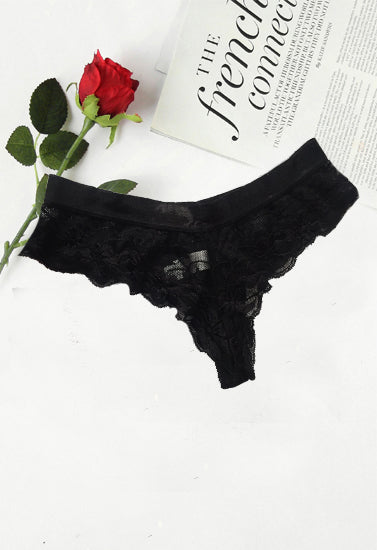 Black Ruched Booty Cheeky Lace Hipster
