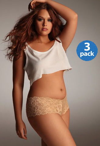 Image of Buy Plus Size Full Lace French Knickers Pk Of 3 + 1 Free Bra (sold out)