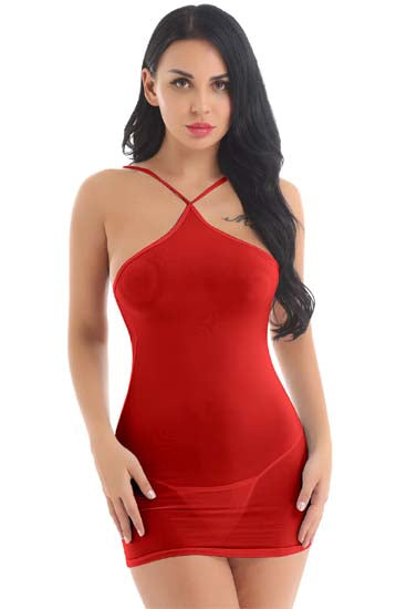 Red See Through Bodycon Dress Lingerie