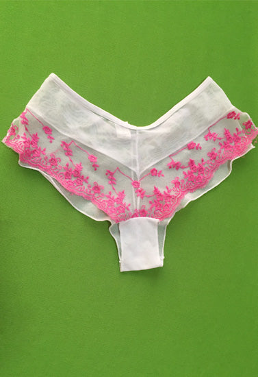 Embroidered Ultra Sexy Panty Thin 1pc White
